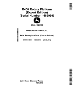 John Deere R400 Rotary Platform (Export Edition) (000000-489999) Operator's Manual (OMFH343330)
