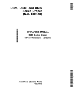 John Deere D625, D630, D636 Series Draper (North American) Operator's Manual (OMFH346175)