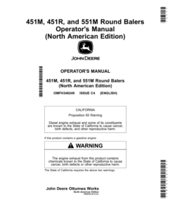 John Deere 451M, 451R, 551M Round Balers (North American) Operator's Manual (OMFH348249)