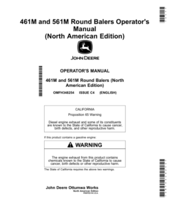 John Deere 461M, 561M Round Balers (North American) Operator's Manual (OMFH348254)