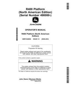 John Deere R400 Platform (490000-) (North American) Operator's Manual (OMFH348856)