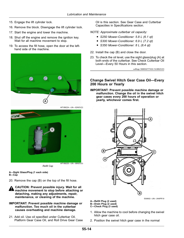 John Deere S250, S300, S350 Side Pull Mower- Conditioners (000001-) (Export) Operator's Manual (OMFH350438) - Image 3