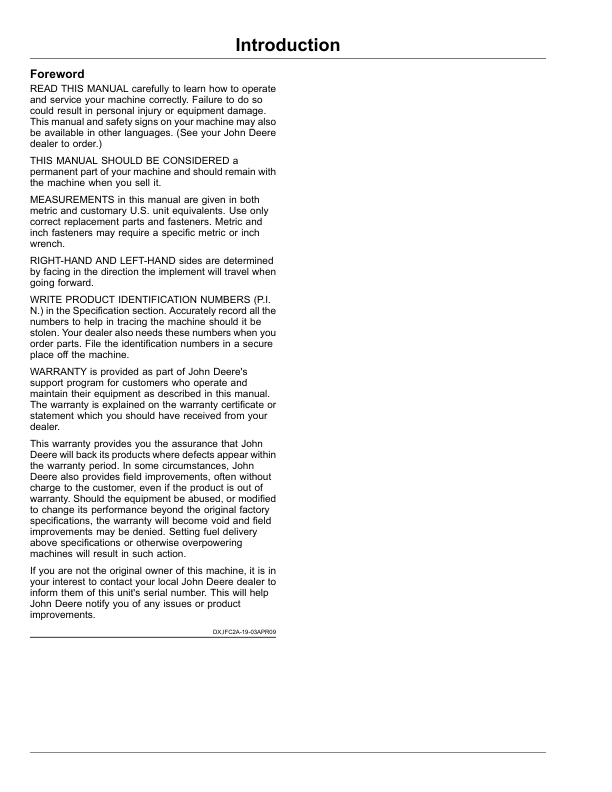 John Deere C450 Center Pivot Mower-Conditioner (000001-) (Export) Operator's Manual (OMFH350454) - Image 3