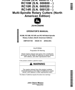 John Deere RC8M (000670-), RC10M (000800-), RC10R (000520-), RC14R (000120-) Multi-Spindle Rotary Cutters (North American) Operator's Manual (OMFH351190)