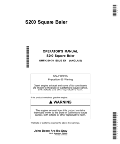 John Deere S200 Square Baler Operator's Manual (OMFH354470)