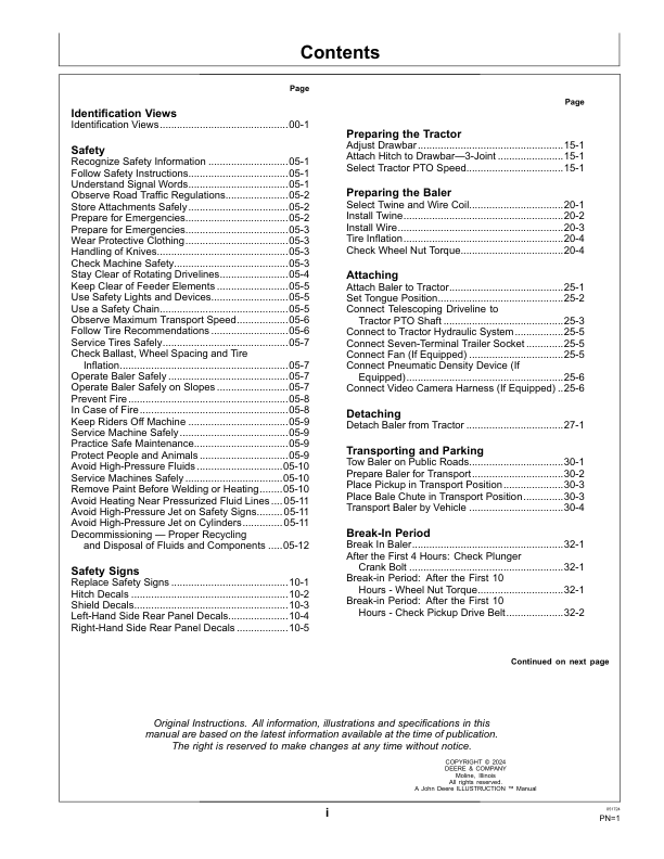 John Deere S200 Square Baler Operator's Manual (OMFH354470) - Image 3