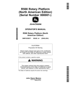 John Deere R500 Rotary Platform (North American) Operator's Manual (OMFH355671)