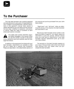 Alternative view of John Deere 231 Beet Harvester Operator's Manual (OMGA10007)