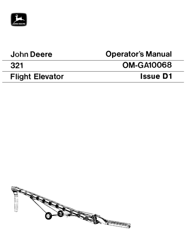 John Deere 321 Flight Elevator Operator's Manual (OMGA10068)