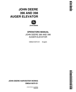 John Deere 396, 398 Auger Elevator Operator's Manual (OMGA10070)