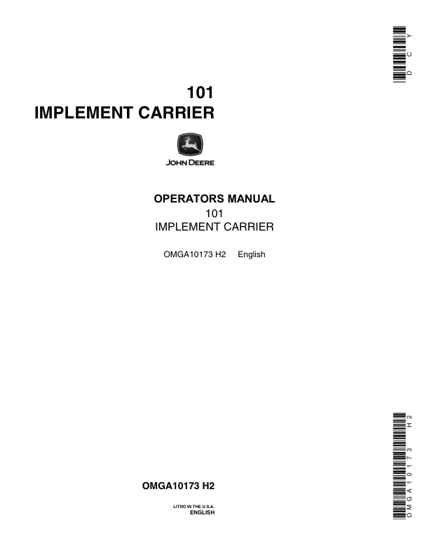 John Deere 101 Implement Carrier Operator's Manual (OMGA10173)