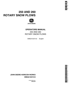 John Deere 250, 260 Rotary Snow Plows Operator's Manual (OMGA10219)