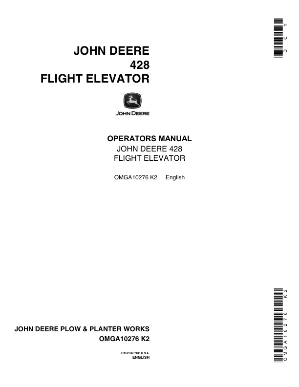 John Deere 428 Flight Elevator Operator's Manual (OMGA10276)