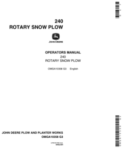John Deere 240 Rotary Snow Plow Operator's Manual (OMGA10358)