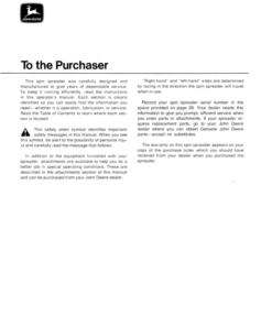 Alternative view of John Deere 605 Spin Spreader Operator's Manual (OMGA10400)