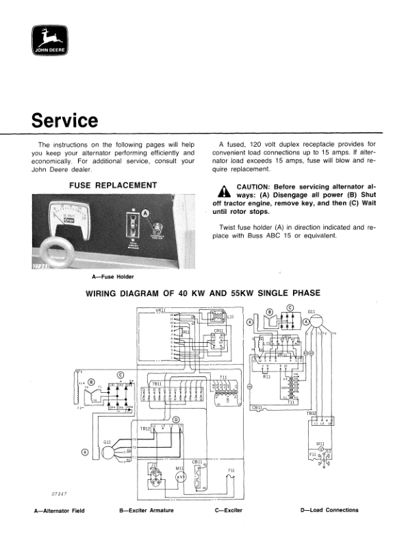 John Deere 40K, 55K PTO Standby Alternators Operator's Manual (OMGA10434) - Image 2