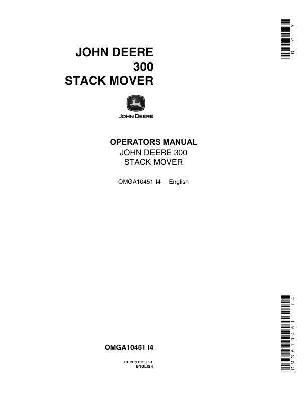 John Deere 300 Stack Mover Operator's Manual (OMGA10451)
