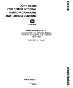 John Deere 500 Series Integral Harrow Drawbars & Sections Operator's Manual (OMGA10505)