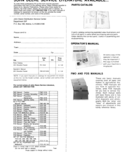 Alternative view of John Deere 230 Shredder-Feeder Operator's Manual (OMGA11094)