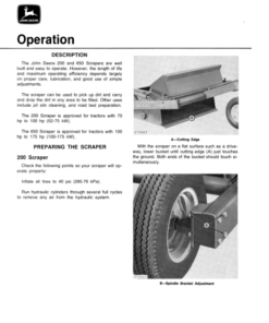 Alternative view of John Deere 200, 650 Hydraulic-Controlled Scrapers Operator's Manual (OMGA11159)