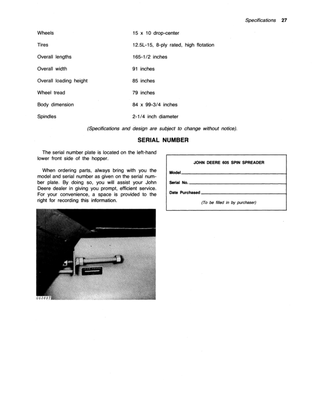 John Deere 605 Spin Spreader Operator's Manual (OMGA11164) - Image 2