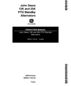 John Deere 15K, 25K PTO Standby Alternators Operator's Manual (OMGA11165)