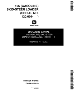 John Deere 125 Skid Steer Loader (Gas) Operator's Manual (OMGA11572)