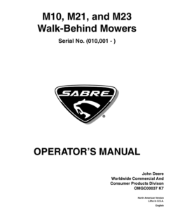 John Deere M10, M21 & M23 21-Inch Sabre Rotary Walk-Behind Mowers (010001-) Operator's Manual (OMGC00037)