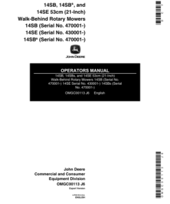 John Deere 14SB, 14SBS (470001-), 14SE (430001-) Rotary Mowers Operator's Manual (OMGC00113)