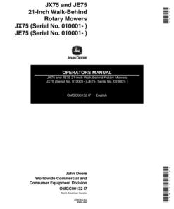John Deere JX75(010001-), JE75(010001-), 21-Inch Walk-Behind Rotary Mowers Operator's Manual (OMGC00132)