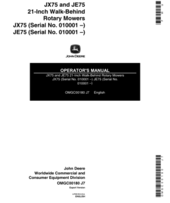 John Deere JX75(010001-), JE75(010001-) 21-Inch Walk-Behind Rotary Mower Operator's Manual (OMGC00180)