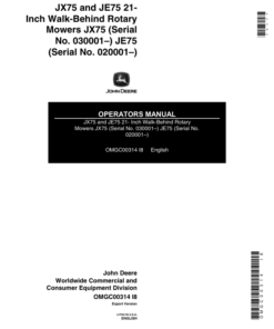 John Deere JX75 (030001-), JE75 (020001-) 21-Inch Walk-Behind Rotary Mowers Operator's Manual (OMGC00314)