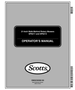 John Deere SP6211 & SP6213 21-Inch Walk-Behind Rotary Mower (Scotts) (010001-) Operator's Manual (OMGC00390)