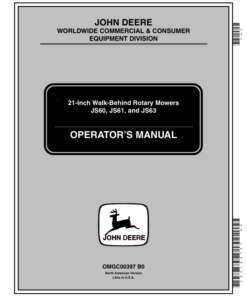 John Deere JS60, JS61, JS63 21-Inch Walk-Behind Rotary Mowers (010001-) Operator's Manual (OMGC00397)