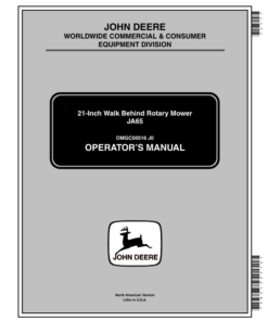 John Deere JA65 21-Inch Walk Behind Rotary Mower (100001-) Operator's Manual (OMGC00516)