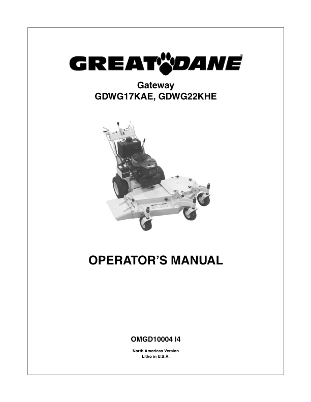 John Deere Great Dane Gateway Mower Operator's Manual (OMGD10004)