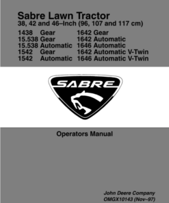 John Deere 38, 42, 46 inch 1438G, 1538G&H/1542G &H, 1642G/H, 1646H/1642V-TW/1646 V-TWIN) Operator's Manual (OMGX10143)