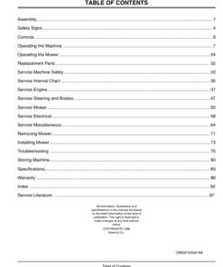 John Deere S1642, S1742, S2046 Scotts Lawn Tractors (010001-) Operator's Manual (OMGX10342)