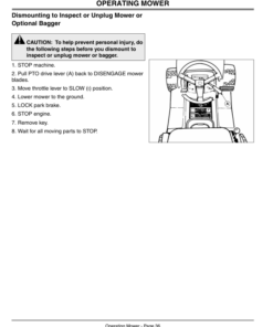 Alternative view of John Deere Sabre Lawn Tractors 1438GS, 1438HS, 1538HS, 1542HS, 1642HS, 1646HS, 1846HV & 1846HMS (010001-020000) Operator's Manual (OMGX10485)