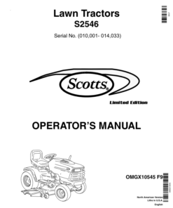 John Deere S2546 Scotts Lawn Tractors Operator's Manual (OMGX10545)