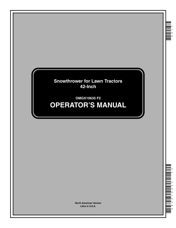 John Deere 42-Inch Single Stage Snowthrower (010001-) Operator's Manual (OMGX10635)