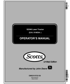 John Deere S2546 Lawn Tractor Scotts Limited Edition Operator's Manual (OMGX10722)