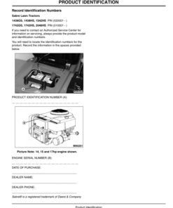 Alternative view of John Deere 1438GS, 1438HS, 1542HS (020001-) 1742GS, 1742HS, 2046HS (010001-) Sabre Lawn Tractors Operator's Manual (OMGX10782)