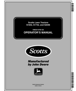 John Deere S1642, S1742, S2046 Scotts Lawn Tractors (020001-) Operator's Manual (OMGX10784)