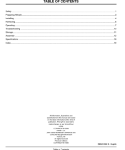 Alternative view of John Deere 46 Inch Snow Blade (010001-) Operator's Manual (OMGX10902)