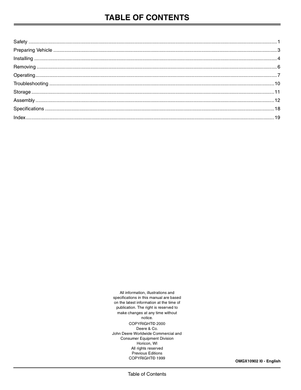 John Deere 46 Inch Snow Blade (010001-) Operator's Manual (OMGX10902) - Image 2