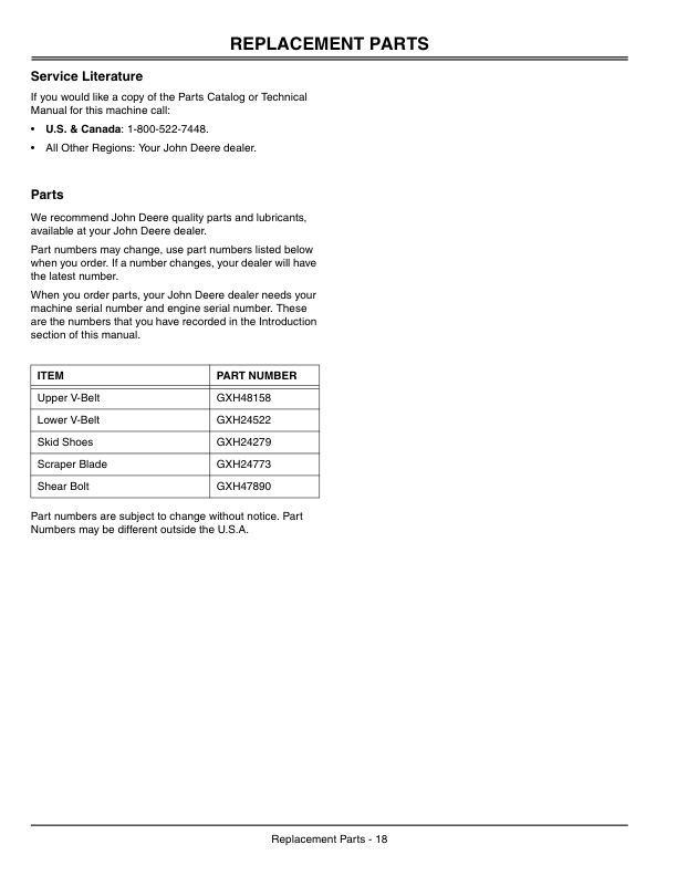 John Deere 42 Inch Snow Blower (010001-) Operator's Manual (OMGX10988) - Image 2