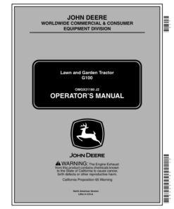 John Deere G100 Lawn & Garden Tractor (010001-) Operator's Manual (OMGX21180)