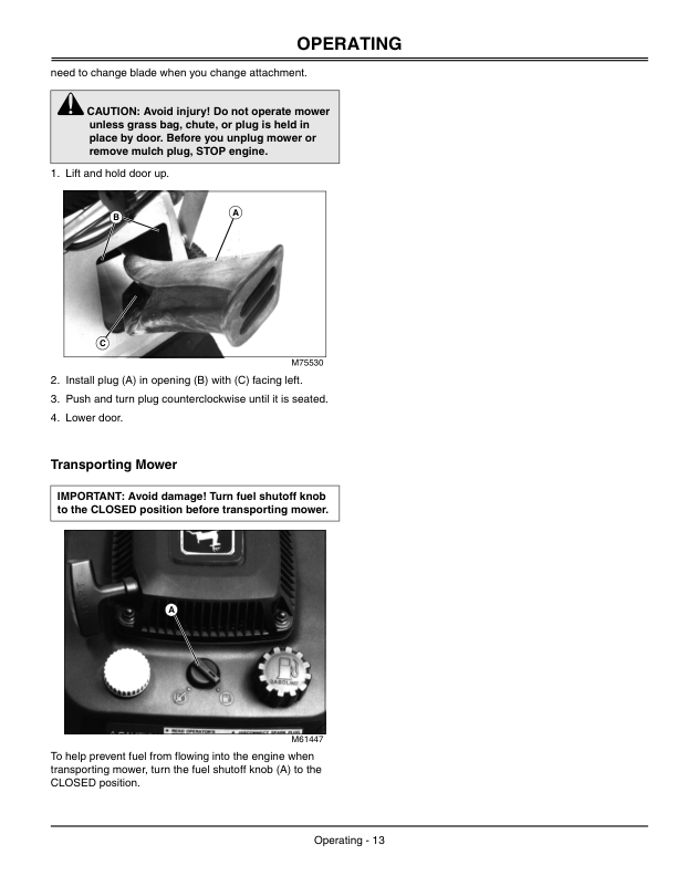 John Deere Walk-Behind Rotary Mower JX75 (110001-) Operator's Manual (OMGX21224) - Image 2