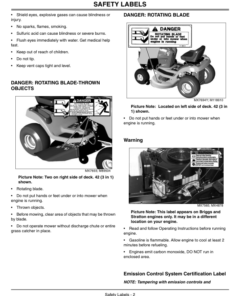 Alternative view of John Deere L100-US (140001- ) , Can/Aust.- (030001-) L108 & L111-US/Can/Aust. (010001-) L118-US/Can/Aust. (050001-) , L120-US/Can/Aust. (150001-) L130-US (130001- ) , Can/Aust.- (020001-) Lawn Tractors Operator's Manual (OMGX22058)